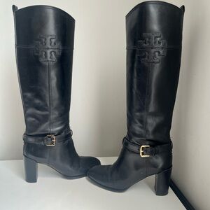 Tory Burch Black Leather Knee-High Boots